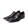 Sapatos de vestido homens negócios ferro pontudo couro mocassins pele de cobra artesanal formal oxford zapatos para hombre