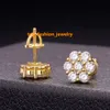 Biżuteria biodra S925 Klaster duży kwiat lodowany 2,5ct Moissnaite Diamond Studs kolczyki