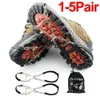 6 Teeth Steel Ice Gripper Spike for Shoes Anti Slip Hiking Climbing Snow Spikes Crampons Cleats Chain Claws Grips Boots Cover 240104