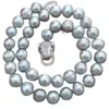 Pendants Leopard Clasp 9-10MM NATURAL SOUTH SEA BAROQUE GRAY PEARL NECKLACE 18