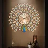 Reloj de pared grande 3D, soporte de decoración del hogar, diseño moderno, montado, patrón de pavo real silencioso, reloj colgante artesanal 2110232693