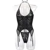 Sexy corsé cintura entrenador cuerpo Shaper negro ropa interior de mujer con cordones Bustier y corsés Top tangas correa de modelado 240105