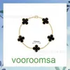 Van Bracciale con ciondolo moda classica placcato oro 18 carati Fanjia Quattro foglie Erba Cinque fiori Rosa femminile Fritillaria bianca Agata rossa Pietra occhio di tigre con scatola