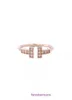 Top Quality Tifannissm Rings For women online store T Family High Edition Double Ring Women's 18K Rose Gold 925 Silver Pair Fashion Simple Have Original Box