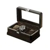 Embers Luxury Wood Grain Watch Box 3 Slots Velure Quartz Mechanical Watch Box Series Storage Box 240104