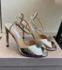 Luksusowa marka kobiet sandały sandały buty perły kryształowe koraliki wysokie obcasy kostki sukienki ślubne na paski lady gladiator sandalias eu35-43 z pudełkiem