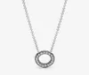 100 925 Sterling Zilver Logo Pave Cirkel Collier Ketting Mode Vrouwen Bruiloft Egagement Sieraden Accessoires6454972