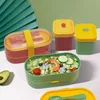 Bento Boxes Japanese Style Lunch Box Container för matlagring Kids Kvinnor Män friska plast Bento Boxar Soppkoppsättning med termisk väska YQ240105