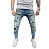 Men Clothing Street Fashion Jeans Skinny Slim fit Ripped Stretch Man Hole Patchwork Casual Jogging Denim Pencil Pants 240104