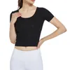 Kvinnors T-skjortor Summer Ribbed Short Sleeve T-shirt för kvinnor Sport Fitness Tops Female Slim Yoga Clothes Solid Color Workout Tees