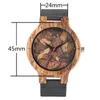 Horloges de table Unique motif irrégulier montres en bois montre à Quartz montre en cuir véritable pour hommes mode décontractée horloge en bois pour hommes 2024