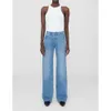 24Ss Women's New Mid Waist Washed AB Trouser Hem Trimmed With Hairy Beads Bings Straight Leg Jeans