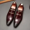 Classic Mensbreathable Loafers Genuine Cow Leather Dress Black Handmade Slip On Italian Style Office Formal Shoes Y