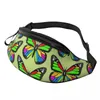 Waist Bags Colorful Butterfly Print Bag Cute Animal Funny Polyester Pack Fitness Female