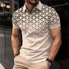 Erkek Polos T-Shirts Moda Business Fermuar Polo Gömlek Minimalist 3D Baskılı Kısa Knapıt Gömlekleri Eğlence Tatil Sporları