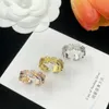 T Domowe projektant biżuterii Tytanium stal dwukolorowy Cross u Lock Heart Różne style gładki pierścień diamentowy z pudełkiem prezentowym 005