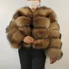 BEIZIRU réel manteau de fourrure de raton laveur femmes hiver à manches longues naturel luxe vestes haut épais 240105