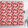 Allover Fruits Shower Curtain Liner Peach Lemon Strawberry Orange Papaya Print Bath With Hooks Waterproof For Bathtub 240105