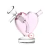 Dernières Rose Fumer Bubbler Verre Épais LOVE Forme Pipes Portable Poche Mini Herbe Tabac Filtre Poignée Bol Porte-Cigarette Tube Pipe À Eau Bulle Main Bong