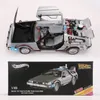 Tekerlekler 1 18 Ölçekli Delorean DMC 12 Gelecek Zaman Makinesi Mr.Fusion Diecast Oyuncak Araç Modeli 240104