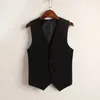 0710 Summer Vneck Vest Women Thin Loose Waistcoat Single Breasted Sleeveless Blazer Female Slim Short Femme Buttons 240105