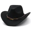 Caps Wool Women's Men's Western Cowboy Hat for Gentleman Lady Jazz Cowgirl with Leather Cloche Church Sombrero Caps