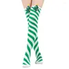 여자 양말 크리스마스 긴 줄무늬 무릎 허벅지 높은 스타킹 보우 노트 the 성인 코스프레 파티
