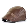 Beret Hat Spring Autumn PU Leather Plus Velvet MiddleAged Elderly Mens Warm Outdoor Leisure Fashion Peaked Cap 240104