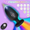 Vibrating Plug Anal Vibrator Butt Stimulator Remote Control Prostate Massager LED Light Colorful Masturbator Sex Toy For Men 240105