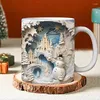 Canecas 3D Natal Boneco de neve Caneca de café Design de espaço criativo Decorações de cerâmica para presente feminino