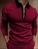 Polos pour hommes Polo Hommes Chemises 2024 Automne Mode Polyvalent Lâche Coupe Fermeture À Glissière Zip Panneau Blouse Casual Manches Longues Solide Top Pour Homme