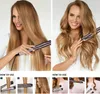 2 في 1 Pro Gold Flat Iron Twist Hair Curler reaterener antifrizz لاستقامة أداة التصميم الشباك 240104