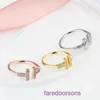 Tifannissm Anillos de diseñador para mujer tienda en línea Letra doble T anillo abierto para mujer Plata de ley 925 Joyería versátil de moda Coreana Tiene caja original