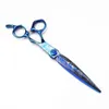 Professionnel 7 bleu damas ciseaux haut de gamme ciseaux de cheveux coupe outils de barbier coupe de cheveux amincissement ciseaux coiffeur 240104