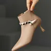 Boots French short ankle boots winter pointed high heels womens thin sexy pearls high-end feeling small boots 230830