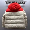 Designer down jacket Heavy duty Embroidery logo Patchwork colour pocket design Autumn and winter Loose Warm hooded coat for men and women