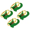 Conjunto de anéis de guardanapo para dia de São Patrício, toalha de mesa com 4 botas de duende irlandês esmaltadas, fivelas em forma de suporte para guardanapo de férias, jantar