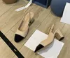 Suede sandal shoes block high heels cap toe slides Ballet flat mary jane stiletto Nude Pumps interlocking C Pearl party Dress Shoe