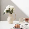 Vase en céramique en forme de Pot blanc, bouilloire, Vase en céramique à double usage, Irrigation et arrosage, minimalisme européen 240105