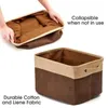 Hängare Brown Collapsible Storage Bin Basket Foldbar Canvas Fabric Tweed Cube Bin (3st/Lot)