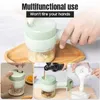 4 in 1 Portable Electric Vegetable Cutter Set Wireless Food Processor for Garlic Pepper Chili Onion Celery Ginger Meat 240104