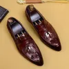 Autumn Mens Loafers for Wedding Party Street Fashion Black Red äkta Real Leather Slip On Men Dress Shoes Formal Shoe