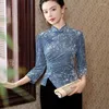 Ubranie etniczne duże rozmiar 4xl 5xl Cheongsam Top Soft Velor Qipao Kobiety Elegancki zestaw ubrań Tang Ulepszony kołnierz mandaryński Qipaos