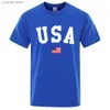 Herr t-shirts usa flagga street personlighetsbrev män kvinnor t-shirts bomull överdimensionerad kort ärm lös t-shirt andningsbara överdimensionerade toppar t240105