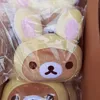 Kawaii Easter Bunny Rilakkuma Plush Pillow Anime Bear Head Shape Cute Round Pillows Decor Home Sofa Room Decoration Kids Toys 240105