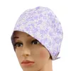 베레모 모자 스크럽 캡 꽃 인쇄 모자 보닛 조절 가능한 수술실 덮개