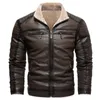 Heren kunstleer jas van hoge kwaliteit casual rits fleece warme jassen vintage motorfiets leren jas voor mannen S-4Xl 240104