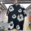 Mulheres Camisetas Estilo Kapok Puff Imprimir Camisa Homens Mulheres Qualidade Preto Cinza Tee Top Oversize Manga Curta