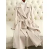 2023 Autumn Winter Coats Elegant Woolen Coat for Women Long Sleeve Streetwear Korean Fashion Jackets Solid Slim Lapel 240105