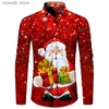 Men's Casual Shirts Newest Christmas Santa Claus 3D Print Men's Button Shirts Xmas Short/Long Sleeve Blouses Holiday Carnival Couple Streetwear Tops T240105